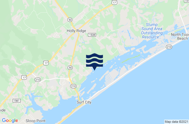 Mapa de mareas Holly Ridge, United States