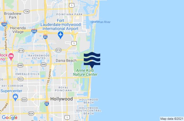 Mapa de mareas Hollywood Beach (West Lake North End), United States