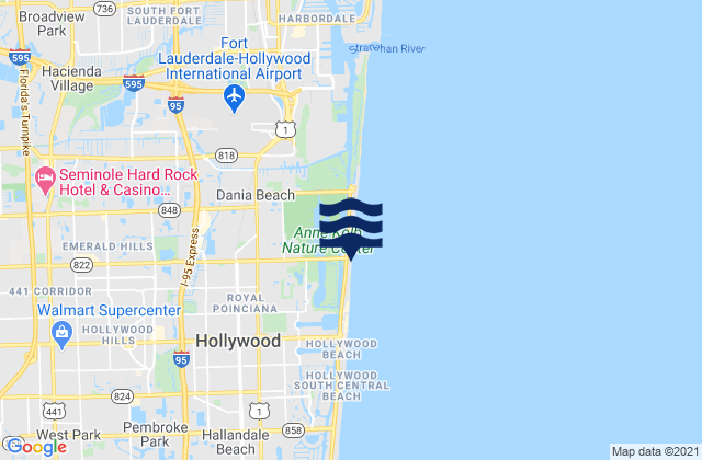 Mapa de mareas Hollywood Beach West Lake South End, United States