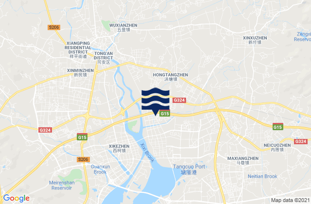 Mapa de mareas Hongtang, China