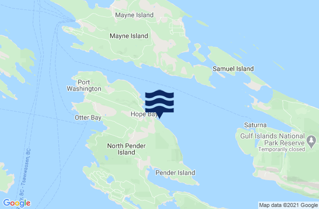 Mapa de mareas Hope Bay, United States