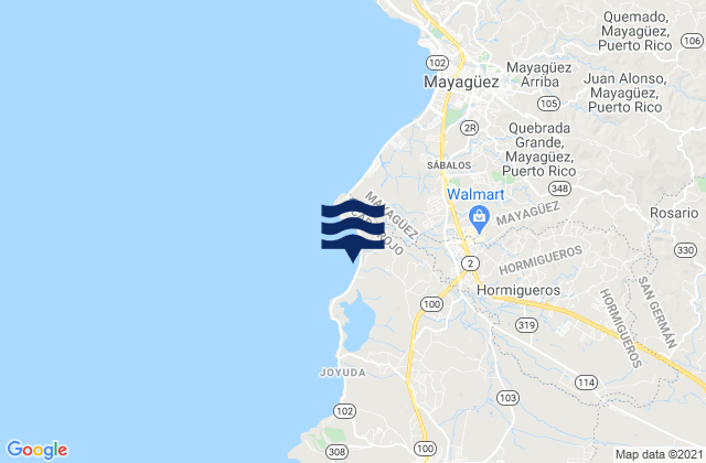 Mapa de mareas Hormigueros Barrio-Pueblo, Puerto Rico