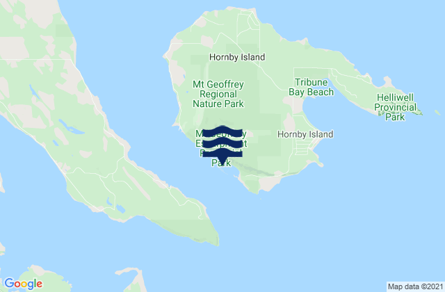 Mapa de mareas Hornby Island, Canada