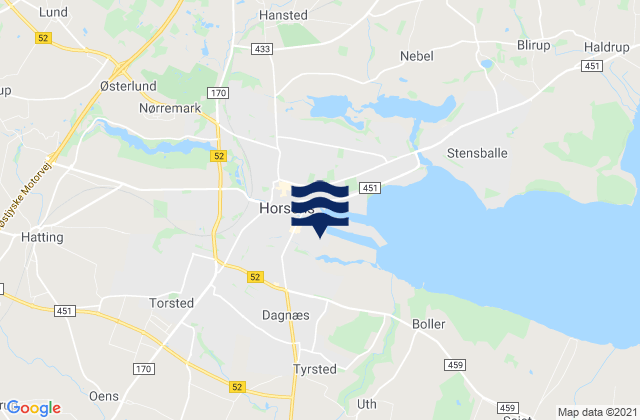 Mapa de mareas Horsens, Denmark