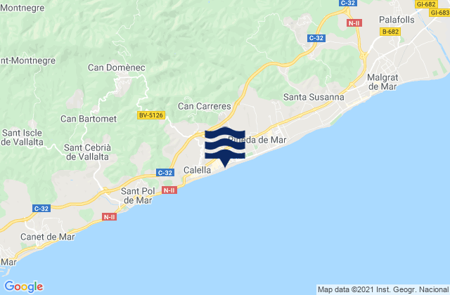 Mapa de mareas Hostalric, Spain
