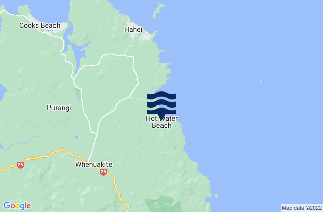Mapa de mareas Hot Water Beach, New Zealand
