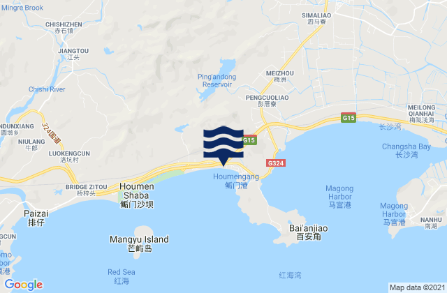 Mapa de mareas Houmen, China