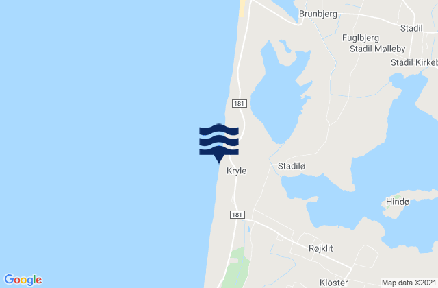 Mapa de mareas Houvig Strand, Denmark