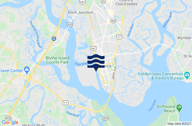 Mapa de mareas Howe Street Pier Brunswick, United States