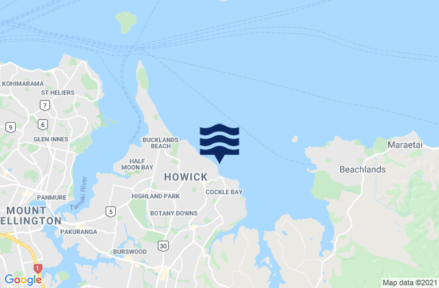 Mapa de mareas Howick Beach, New Zealand