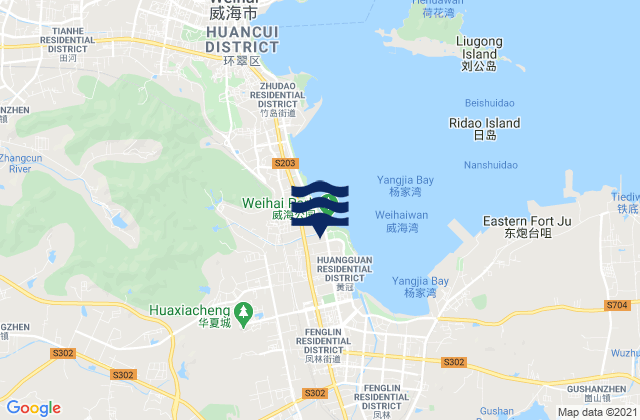 Mapa de mareas Huangguan, China