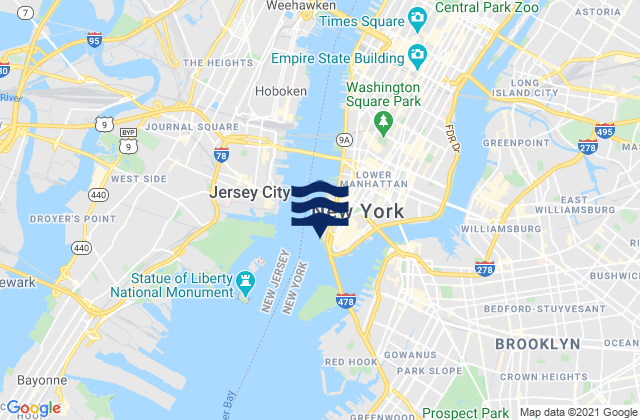 Mapa de mareas Hudson River entrance, United States