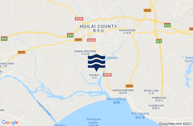 Mapa de mareas Huicheng, China