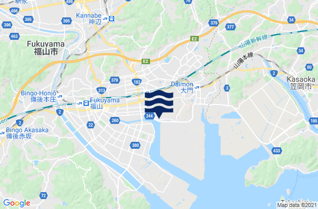 Mapa de mareas Hukuyama, Japan
