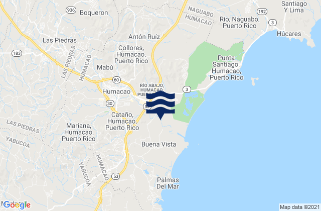 Mapa de mareas Humacao Municipio, Puerto Rico