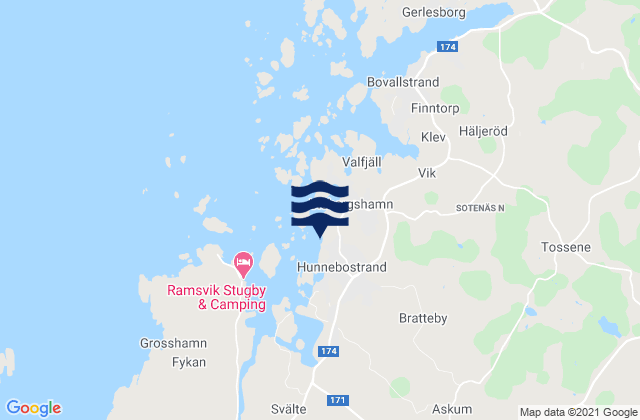 Mapa de mareas Hunnebostrand, Sweden