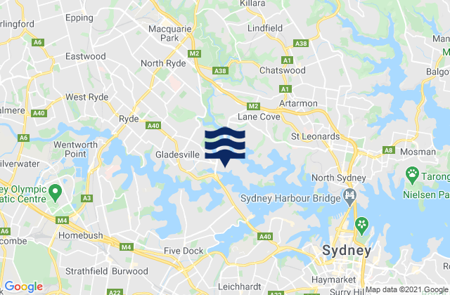 Mapa de mareas Hunters Hill, Australia