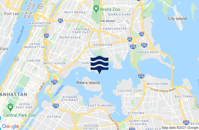 Mapa de mareas Hunts Point (Bronx), United States