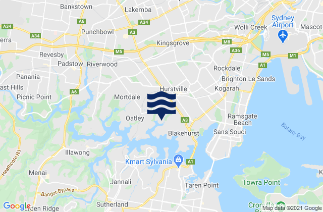 Mapa de mareas Hurstville Grove, Australia
