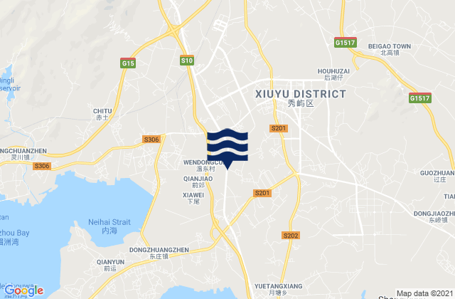 Mapa de mareas Hushi, China