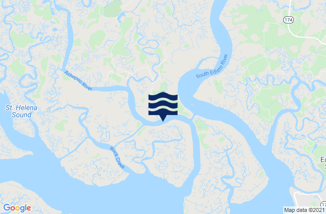 Mapa de mareas Hutchinson Island Ashepoo River, United States