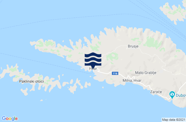 Mapa de mareas Hvar, Croatia