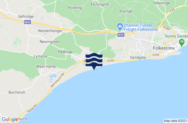 Mapa de mareas Hythe Beach, United Kingdom
