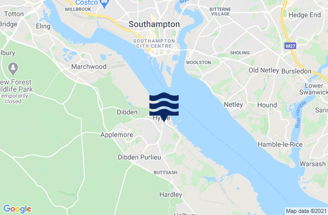 Mapa de mareas Hythe, United Kingdom