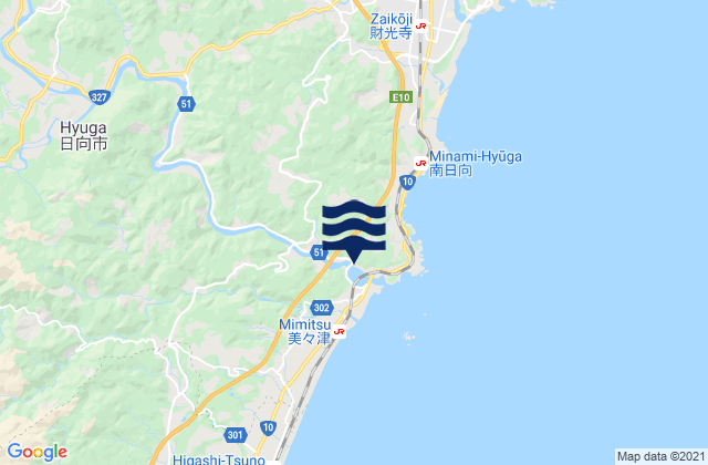 Mapa de mareas Hyūga-shi, Japan