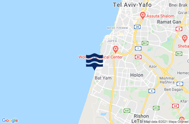 Mapa de mareas H̱olon, Israel