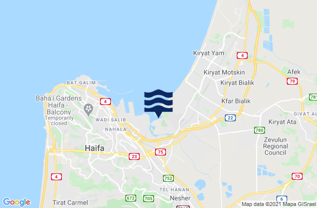 Mapa de mareas Ibṭīn, Israel