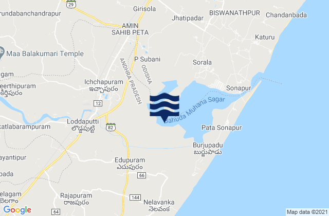 Mapa de mareas Ichchāpuram, India