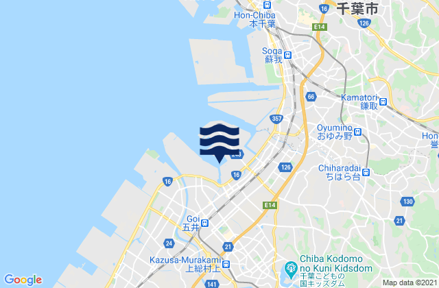 Mapa de mareas Ichihara Shi, Japan