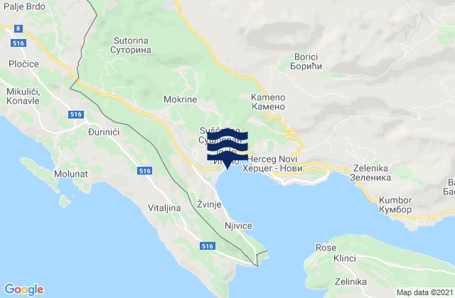 Mapa de mareas Igalo, Montenegro