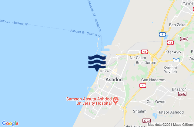 Mapa de mareas Igolim Ashdod, Israel