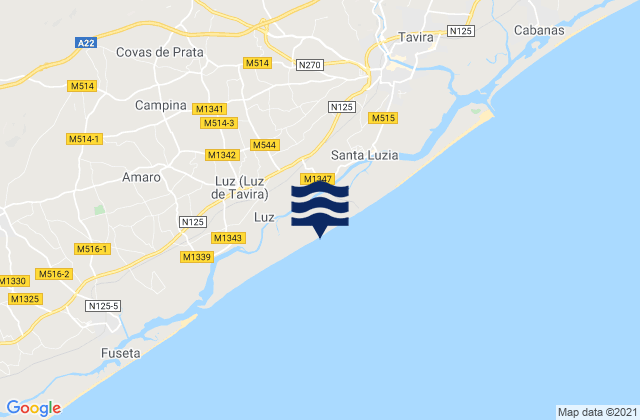 Mapa de mareas Ilha de Tavira, Portugal