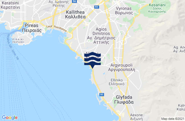 Mapa de mareas Ilioúpoli, Greece