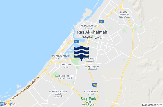 Mapa de mareas Imārat Ra’s al Khaymah, United Arab Emirates
