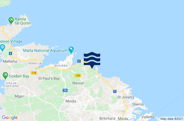 Mapa de mareas In-Naxxar, Malta