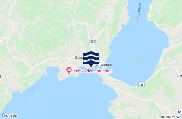 Mapa de mareas Inderøy, Norway