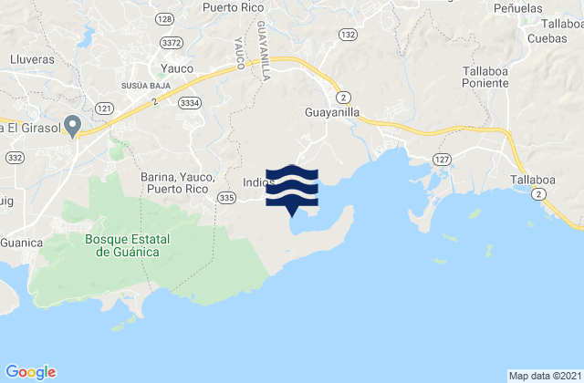 Mapa de mareas Indios, Puerto Rico