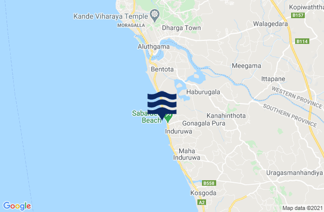 Mapa de mareas Induruwa, Sri Lanka