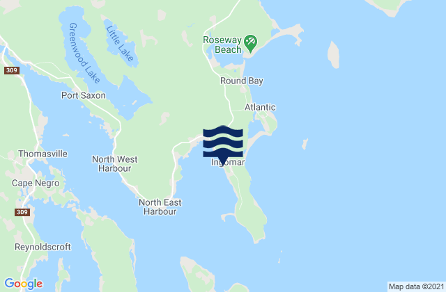 Mapa de mareas Ingomar, Canada