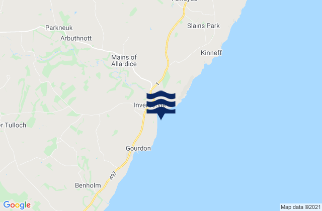 Mapa de mareas Inverbervie Beach, United Kingdom