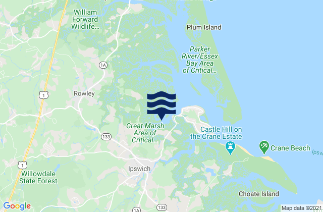 Mapa de mareas Ipswich, United States