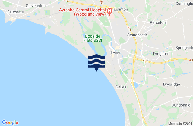 Mapa de mareas Irvine Beach, United Kingdom