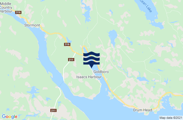 Mapa de mareas Isaacs Harbour, Canada