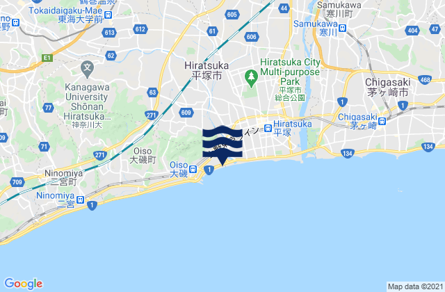 Mapa de mareas Isehara, Japan