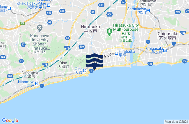 Mapa de mareas Isehara Shi, Japan