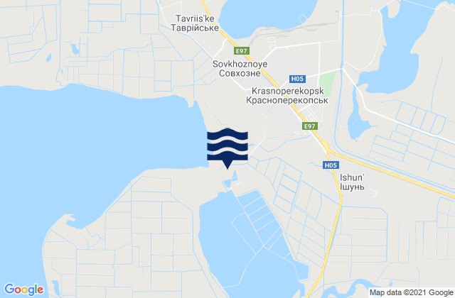 Mapa de mareas Ishun’, Ukraine